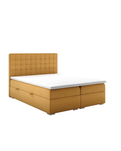 Łóżko kontynentalne Carlo 140x200 cm, tapicerowane, materac, pojemnik, topper, LAVERTO