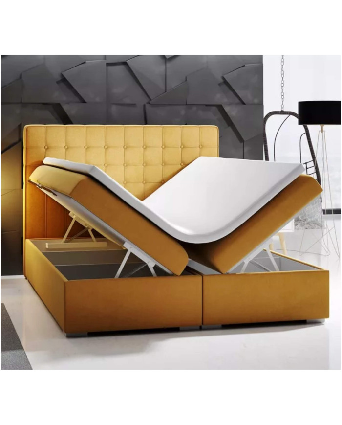 Łóżko kontynentalne Carlo 180x200 cm, tapicerowane, materac, pojemnik, topper, LAVERTO