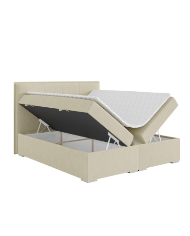 Łóżko kontynentalne Carre 200x200 cm, tapicerowane, materac, pojemnik, topper, LAVERTO Łóżko kontynentalne Carre 200x200 cm, tapicerowane, materac, pojemnik, topper, LAVERTO