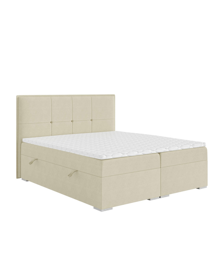Łóżko kontynentalne Carre 140x200 cm, tapicerowane, materac, pojemnik, topper, LAVERTO