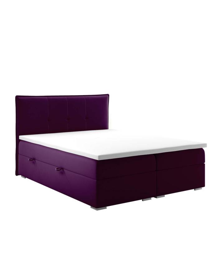 Łóżko kontynentalne Carre 160x200 cm, tapicerowane, materac, pojemnik, topper, LAVERTO