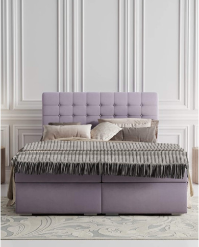 Łóżko kontynentalne Claudia 200x200 cm, tapicerowane, materac, pojemnik, topper, LAVERTO Łóżko kontynentalne Claudia 200x200 cm, tapicerowane, materac, pojemnik, topper, LAVERTO