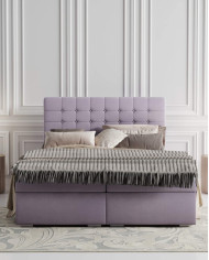 Łóżko kontynentalne Claudia 140x200 cm, tapicerowane, materac, pojemnik, topper, LAVERTO