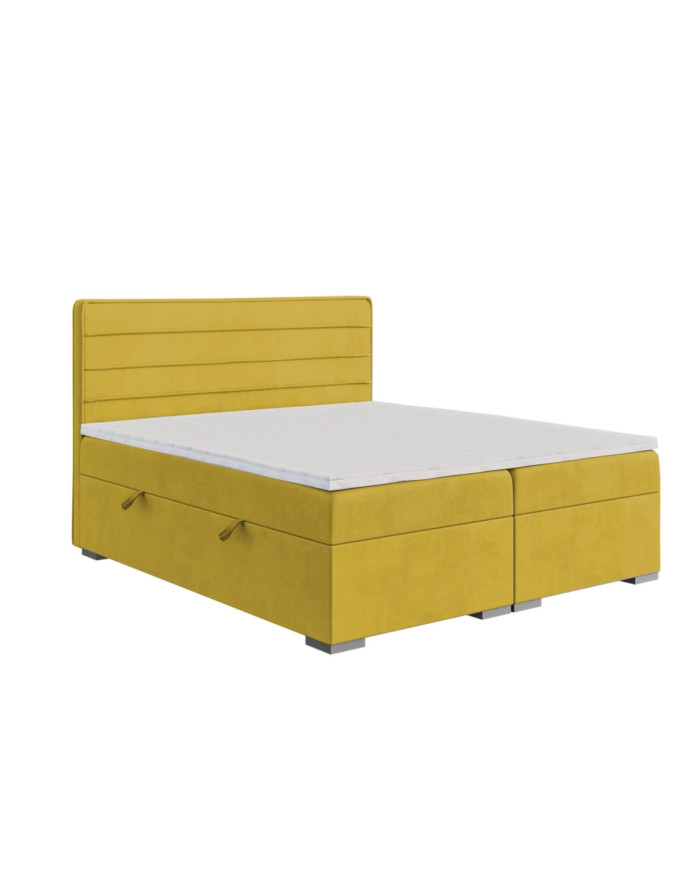 Łóżko kontynentalne Beneti 120x200 cm, tapicerowane, materac, pojemnik, topper, LAVERTO