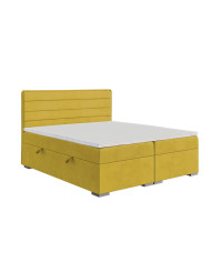 Łóżko kontynentalne Beneti 140x200 cm, tapicerowane, materac, pojemnik, topper, LAVERTO