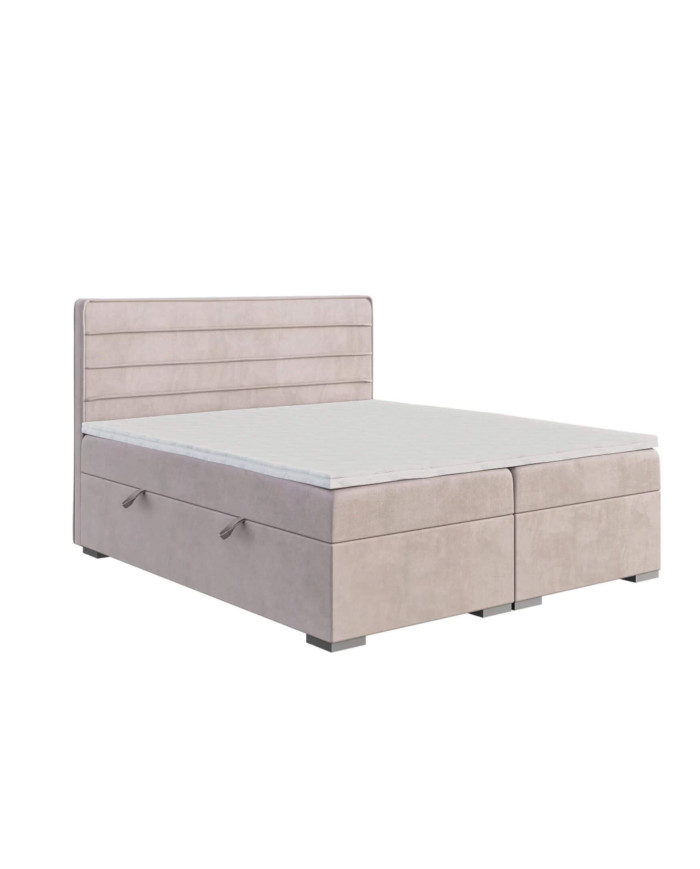 Łóżko kontynentalne Beneti 140x200 cm, tapicerowane, materac, pojemnik, topper, LAVERTO