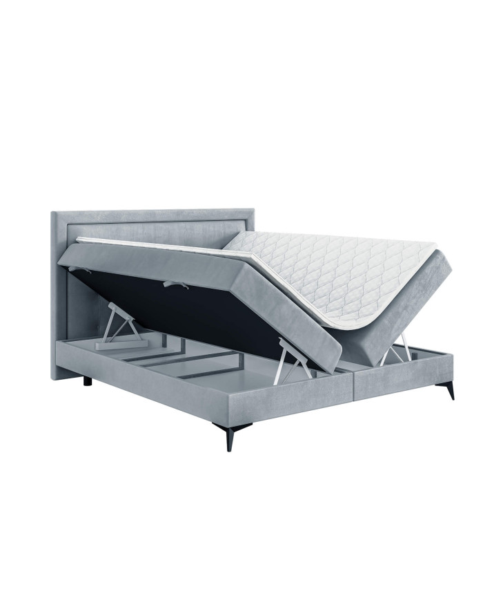 Łóżko kontynentalne Hugo 180x200 cm, tapicerowane, materac, pojemnik, topper, LAVERTO