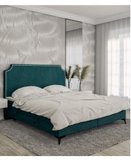 Łóżko kontynentalne Lea 180x200 cm, tapicerowane, materac, pojemnik, topper, LAVERTO