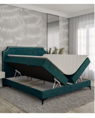 Łóżko kontynentalne Lea 120x200 cm, tapicerowane, materac, pojemnik, topper, LAVERTO