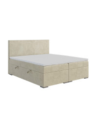 Łóżko kontynentalne Lemo 160x200 cm, tapicerowane, materac, pojemnik, topper, LAVERTO