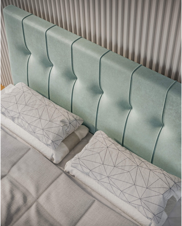 Łóżko kontynentalne Line 120x200 cm, tapicerowane, materac, pojemnik, topper, LAVERTO