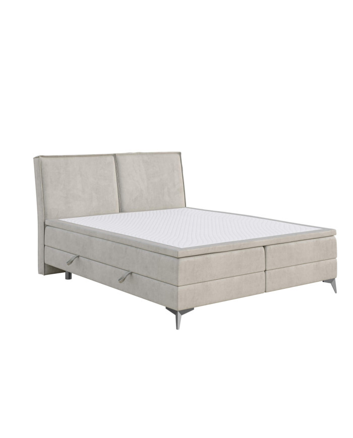 Łóżko kontynentalne Lolly 120x200 cm, tapicerowane, materac, pojemnik, topper, LAVERTO