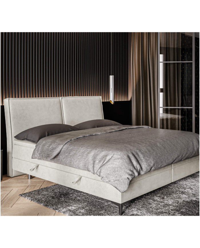 Łóżko kontynentalne Lolly 120x200 cm, tapicerowane, materac, pojemnik, topper, LAVERTO