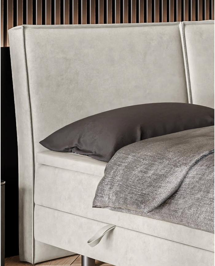 Łóżko kontynentalne Lolly 180x200 cm, tapicerowane, materac, pojemnik, topper, LAVERTO