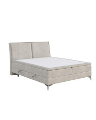 Łóżko kontynentalne Lolly 200x200 cm, tapicerowane, materac, pojemnik, topper, LAVERTO