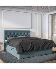 Łóżko kontynentalne Max 200x200 cm, tapicerowane, materac, pojemnik, topper, LAVERTO