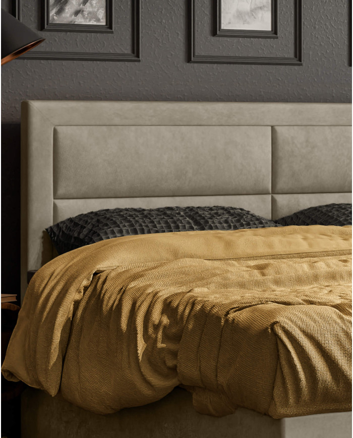 Łóżko kontynentalne Merida 180x200 cm, tapicerowane, materac, pojemnik, topper, LAVERTO