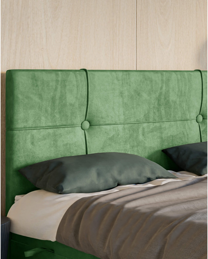 Łóżko kontynentalne Nala 200x200 cm, tapicerowane, materac, pojemnik, topper, LAVERTO