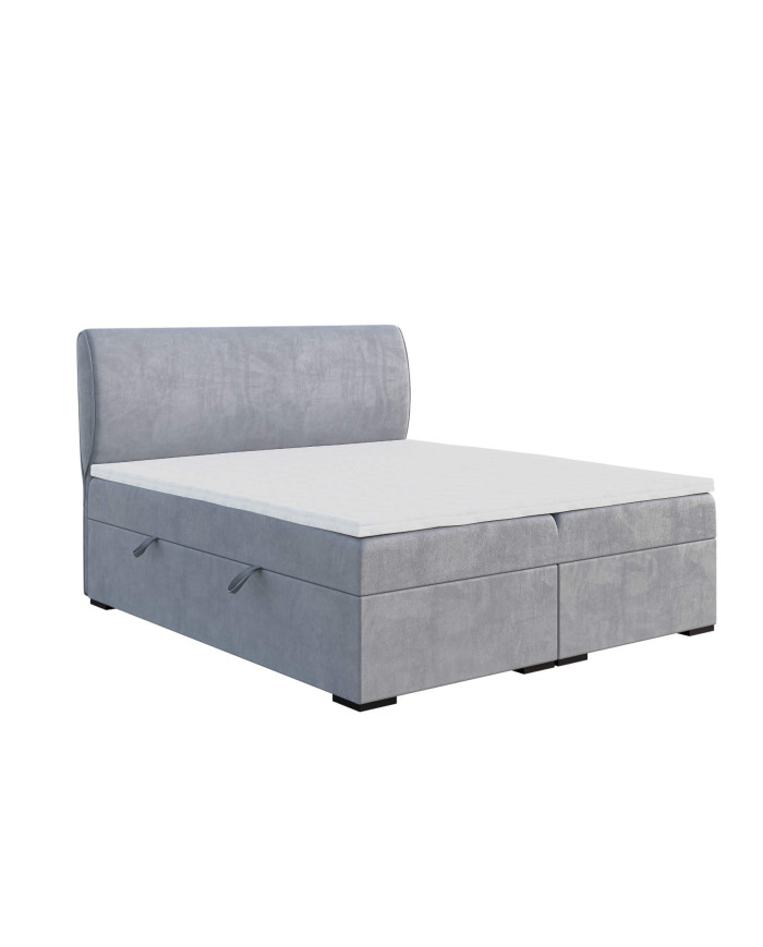 Łóżko kontynentalne Sandi 160x200 cm, tapicerowane, materac, pojemnik, topper, LAVERTO