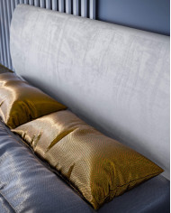 Łóżko kontynentalne Sandi 200x200 cm, tapicerowane, materac, pojemnik, topper, LAVERTO