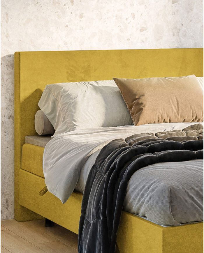 Łóżko kontynentalne Rio 140x200 cm, tapicerowane, materac, pojemnik, topper, LAVERTO