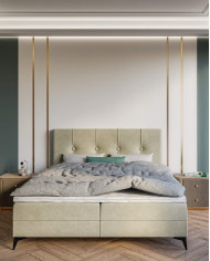 Łóżko kontynentalne Rosa 120x200 cm, tapicerowane, materac, pojemnik, topper, LAVERTO