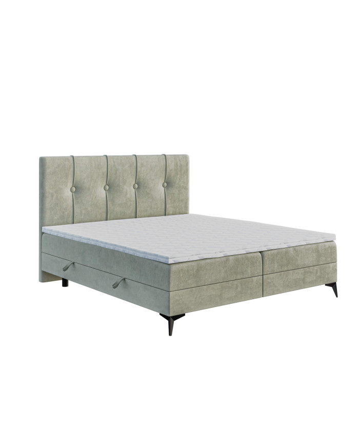 Łóżko kontynentalne Rosa 160x200 cm, tapicerowane, materac, pojemnik, topper, LAVERTO
