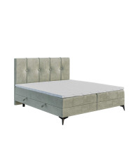 Łóżko kontynentalne Rosa 180x200 cm, tapicerowane, materac, pojemnik, topper, LAVERTO