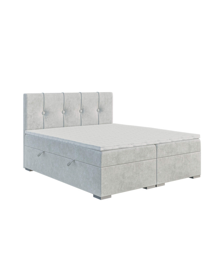 Łóżko kontynentalne Rule 140x200 cm, tapicerowane, materac, pojemnik, topper, LAVERTO