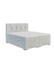 Łóżko kontynentalne Rule 140x200 cm, tapicerowane, materac, pojemnik, topper, LAVERTO