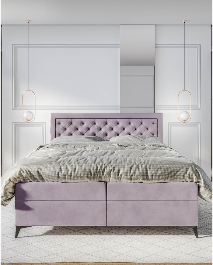 Łóżko kontynentalne Luiza 120x200 cm, tapicerowane, materac, pojemnik, topper, LAVERTO