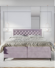 Łóżko kontynentalne Luiza 120x200 cm, tapicerowane, materac, pojemnik, topper, LAVERTO