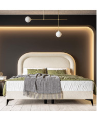 Łóżko kontynentalne Mela 140x200 cm, tapicerowane, materac, pojemnik, topper, LAVERTO