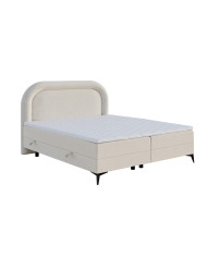 Łóżko kontynentalne Mela 180x200 cm, tapicerowane, materac, pojemnik, topper, LAVERTO