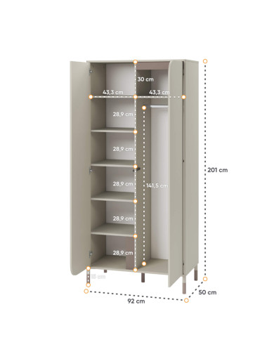 Szafa Harmony HR-01, dwudrzwiowa, półki, drążek wieszakowy, kaszmir/ truflowy, LENART Szafa Harmony HR-01, dwudrzwiowa, półki, drążek wieszakowy, kaszmir/ truflowy, LENART