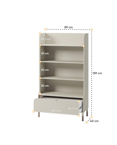 Regał Harmony HR-02, półki, szuflada, kaszmir/ truflowy, LENART Regał Harmony HR-02, półki, szuflada, kaszmir/ truflowy, LENART