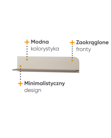 Półka wisząca Harmony HR-05, kaszmir/ truflowy, LENART Półka wisząca Harmony HR-05, kaszmir/ truflowy, LENART