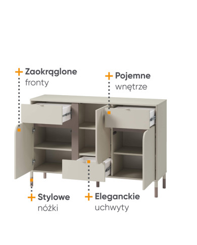 Komoda Harmony HR-06, drzwi, szuflady, kaszmir/ truflowy, LENART Komoda Harmony HR-06, drzwi, szuflady, kaszmir/ truflowy, LENART