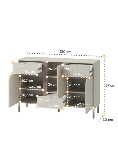 Komoda Harmony HR-06, drzwi, szuflady, kaszmir/ truflowy, LENART Komoda Harmony HR-06, drzwi, szuflady, kaszmir/ truflowy, LENART