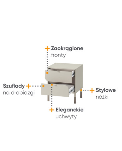 Stolik nocny Harmony HR-07, szuflady, kszamir/ truflowy, LENART