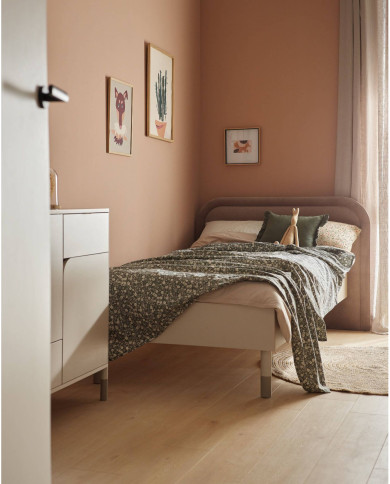 Łóżko Harmony HR-08, 90x200 cm, tapicerowany zagłówek, stelaż materaca, kaszmir/ truflowy, LENART Łóżko Harmony HR-08, 90x200 cm, tapicerowany zagłówek, stelaż materaca, kaszmir/ truflowy, LENART