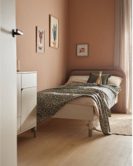 Łóżko Harmony HR-08, 90x200 cm, tapicerowany zagłówek, stelaż materaca, kaszmir/ truflowy, LENART