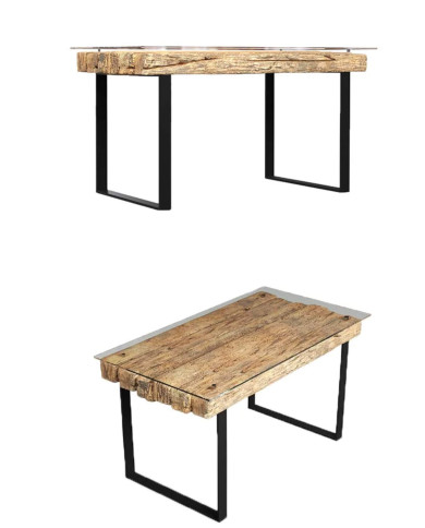Stół prostokątny Aleppo 140, metalowe nogi, hartowane szkło, drewno lite, rozbiórkowe, 140/78/80 cm, REMORSE Stół prostokątny Aleppo 140, metalowe nogi, hartowane szkło, drewno lite, rozbiórkowe, 140/78/80 cm, REMORSE
