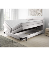 Łóżko kontynentalne Kano 140x200, tapicerowane, materace, pojemniki, regulowane zagłówki-4