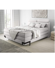 Łóżko kontynentalne Kano 160x200,tapicerowane, materace, pojemniki, regulowane zagłówki-3