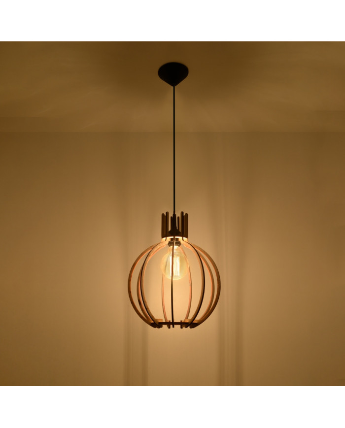 Lampa wisząca Arancia, naturalne drewno, 1 punkt świetlny, Sollux