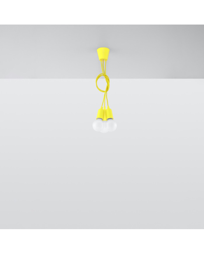 Lampa wisząca Diego, żółty, 3 punkty świetlne, Sollux