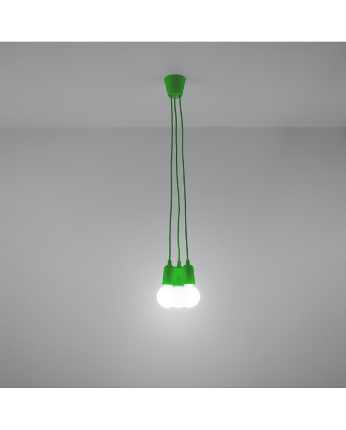 Lampa wisząca Diego, zielony, 3 punkty świetlne, Sollux