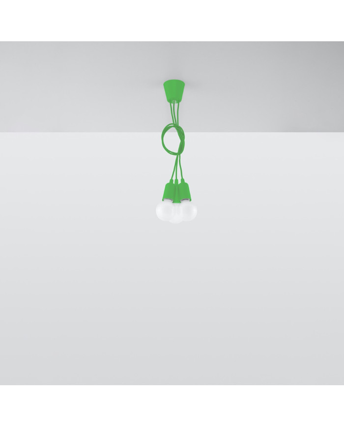 Lampa wisząca Diego, zielony, 3 punkty świetlne, Sollux