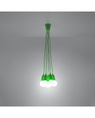 Lampa wisząca Diego, zielony, 5 punktów świetlnych, Sollux